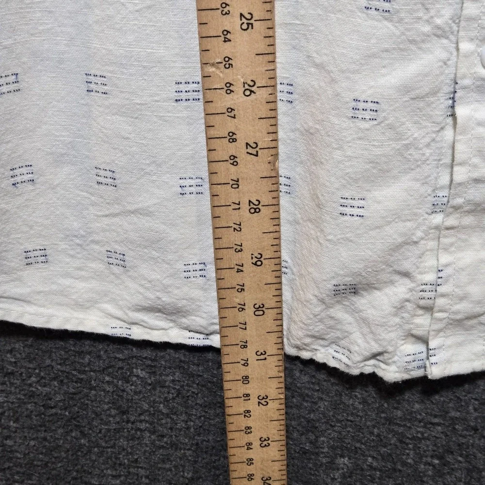 Banana Republic Shirt Mens XL Minimalist Linen Cotton Slim Fit Geometric Ivory